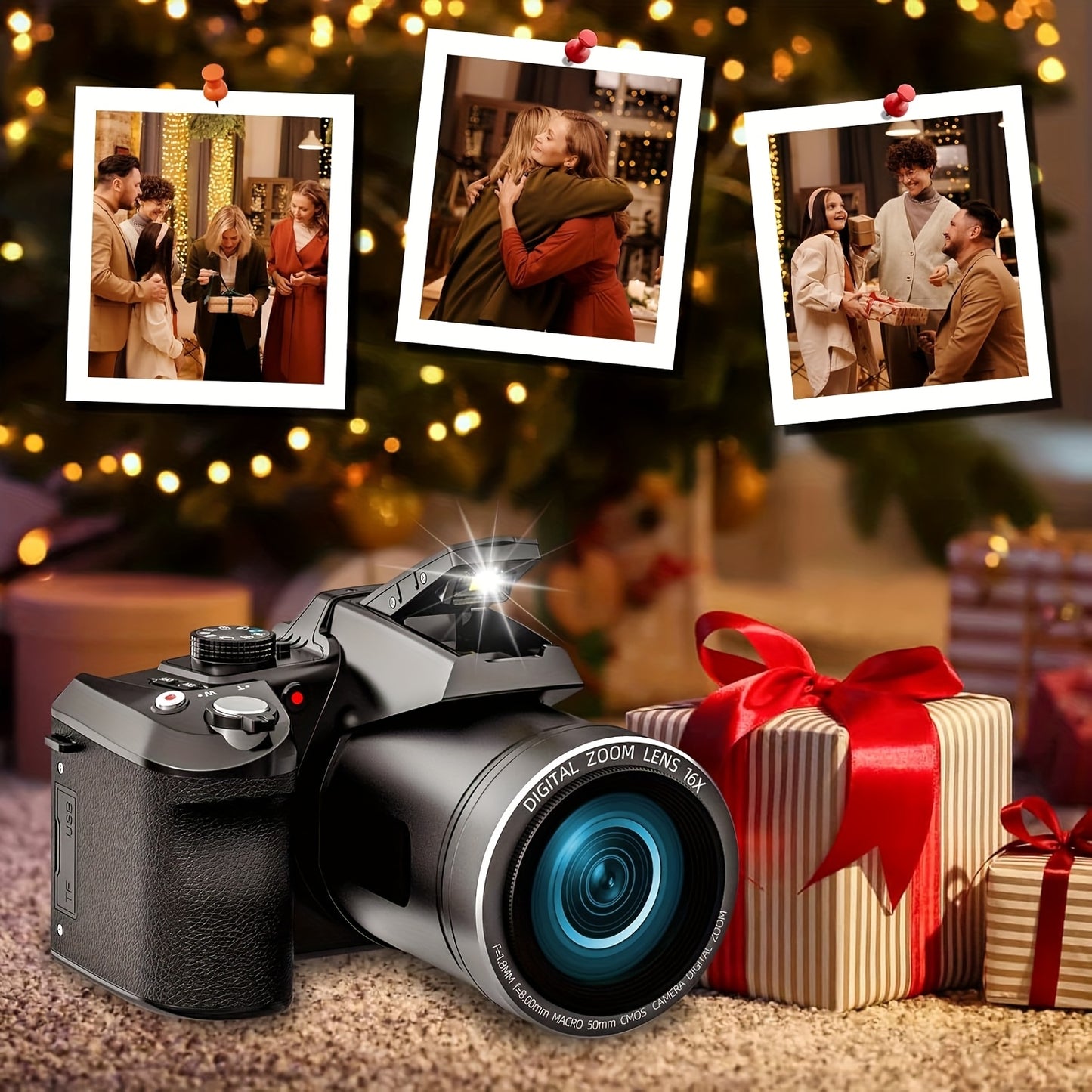 NBD 64MP Digital Camera For Photography, 4K Vlogging Camera With 3' Flip Screen, 16X Digital Zoom, WiFi& Autofocus, Cameras Tripod, 2 Batteries, 32GB TF Card (S200 US Black)
