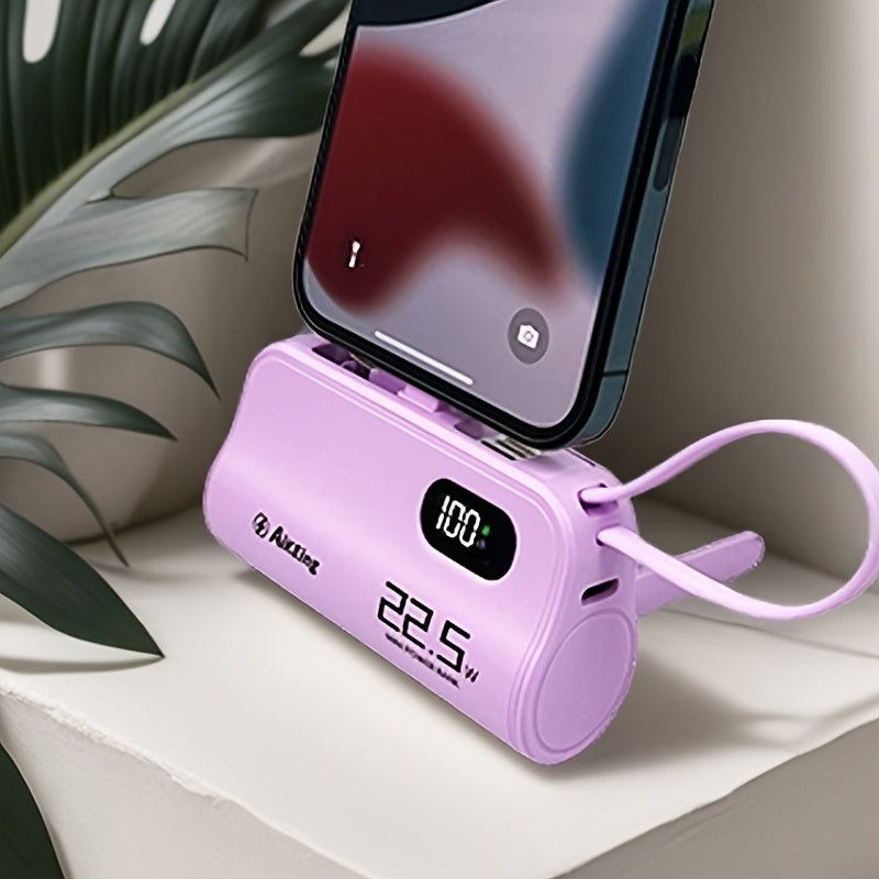 Aikeing Capsule Mini Mobile Charger, 5000/5800mAh Mobile Power, 22.5 Watt Fast Charging, Dual Port, Comes With Type-C Port For 15/15 Pro Max/14/13/12/11/Android Mobile Phone Digital Accessories And More.