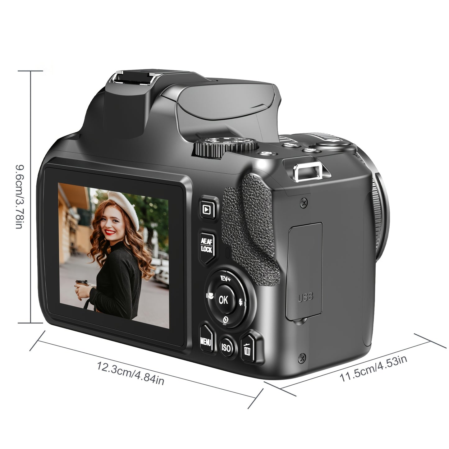KOMERY W2 Digital Camera, 64MP and 10x Optical Zoom Autofocus Camera, Suitable for Photography and Video, 4K Video Blog Camera for YouTube, with Flash, WiFi Connection, 64GB SD Card, 2 Rechargeable Batteries, Dual Charger, Su