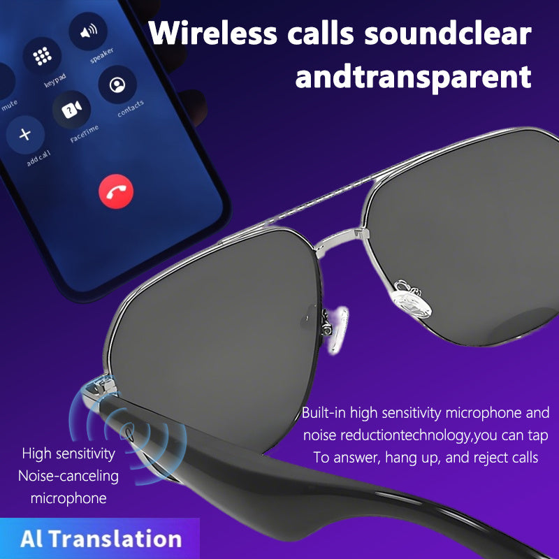 New 2025 Smart Translation Glasses with AI Voice Control, Built-in Mic/Speaker & Wireless - Magnetic Charging, HD Music Playback, Anti-Blue Light, USB-Powered - Stylish Unisex Design for Office, Gym, Travel - Perfect Gift for - iBrightCS
