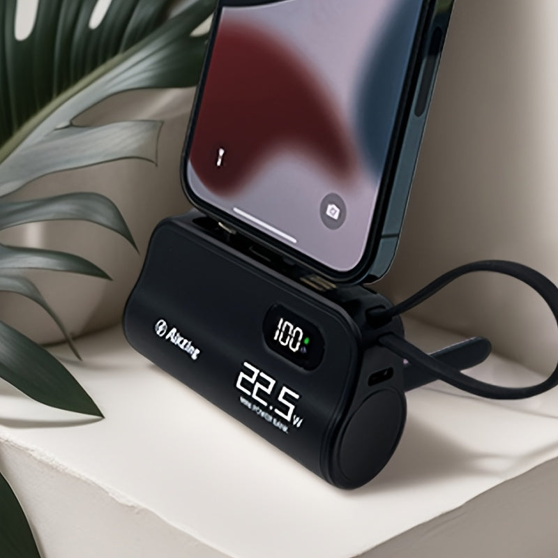 Aikeing Capsule Mini Mobile Charger, 5000/5800mAh Mobile Power, 22.5 Watt Fast Charging, Dual Port, Comes With Type-C Port For 15/15 Pro Max/14/13/12/11/Android Mobile Phone Digital Accessories And More.