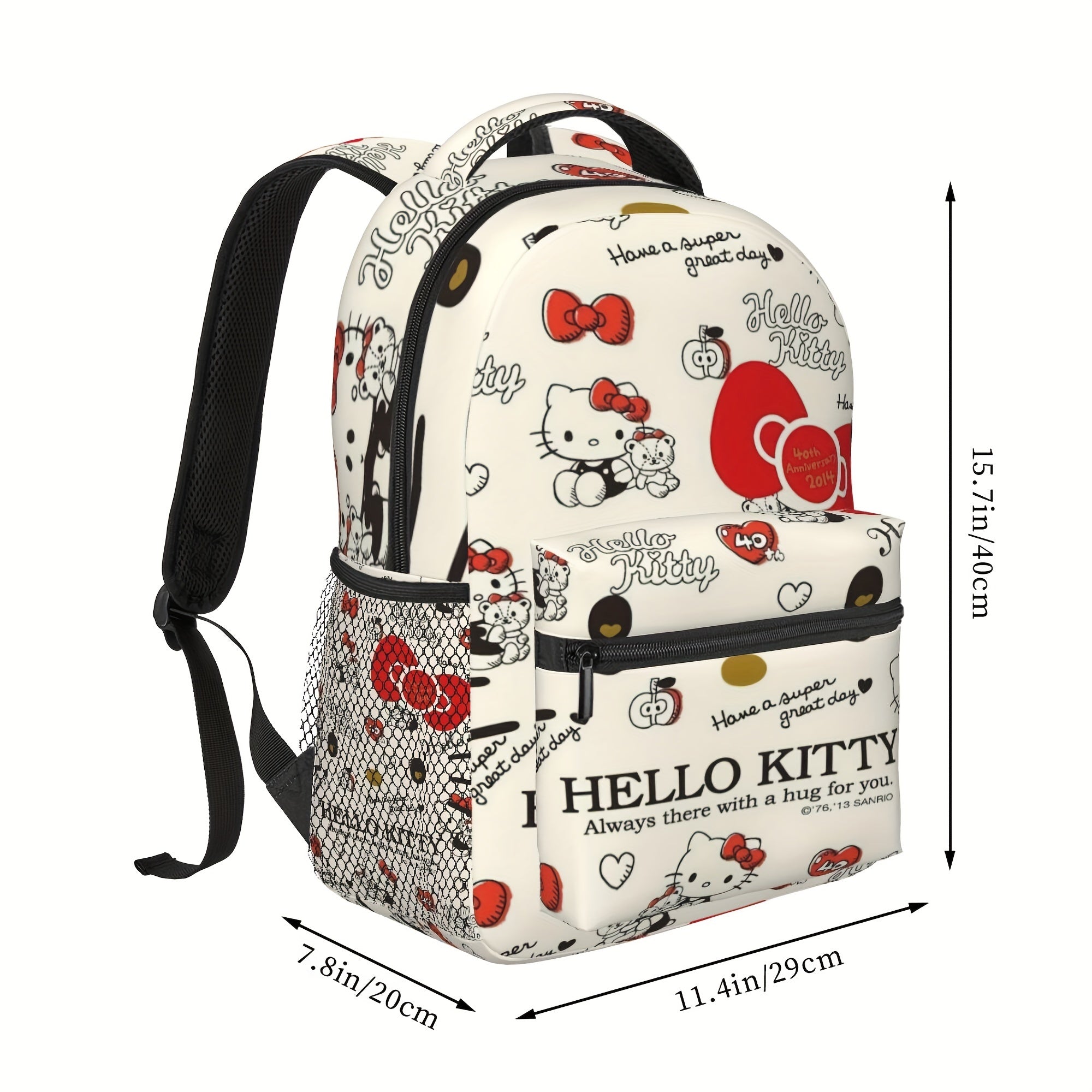 Sanrio Theme Hello Kitty Backpack Unisex Fashion Schoolbag Lightweight Satchel Travel Bag iBrightCS