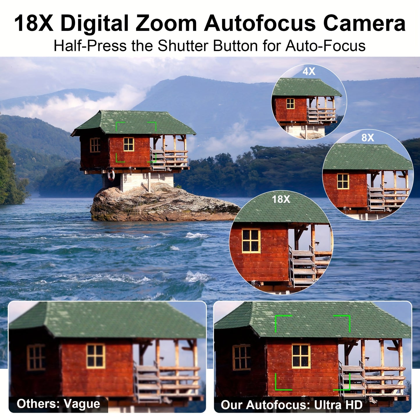 KOMERY W5 Touch Screen Camera for Photography, 4k 64MP Vlogging Camera with 4.0-inch HD Screen, 18X Digital Zoom, Wide Angle Lens with Lens Hood. with Two Long-life Rechargeable Lithium Battery And 64GB Memory Card.