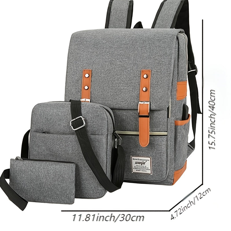 A Set Of Three-piece Double-shoulder Steamed Buns And Mother Bags Suitable for Both Men And Women, A Large-capacity Outdoor Casual Bag And Travel Bag, As Well As A College Student Commuting Backpack And A Trendy Urban Backpac - iBrightCS