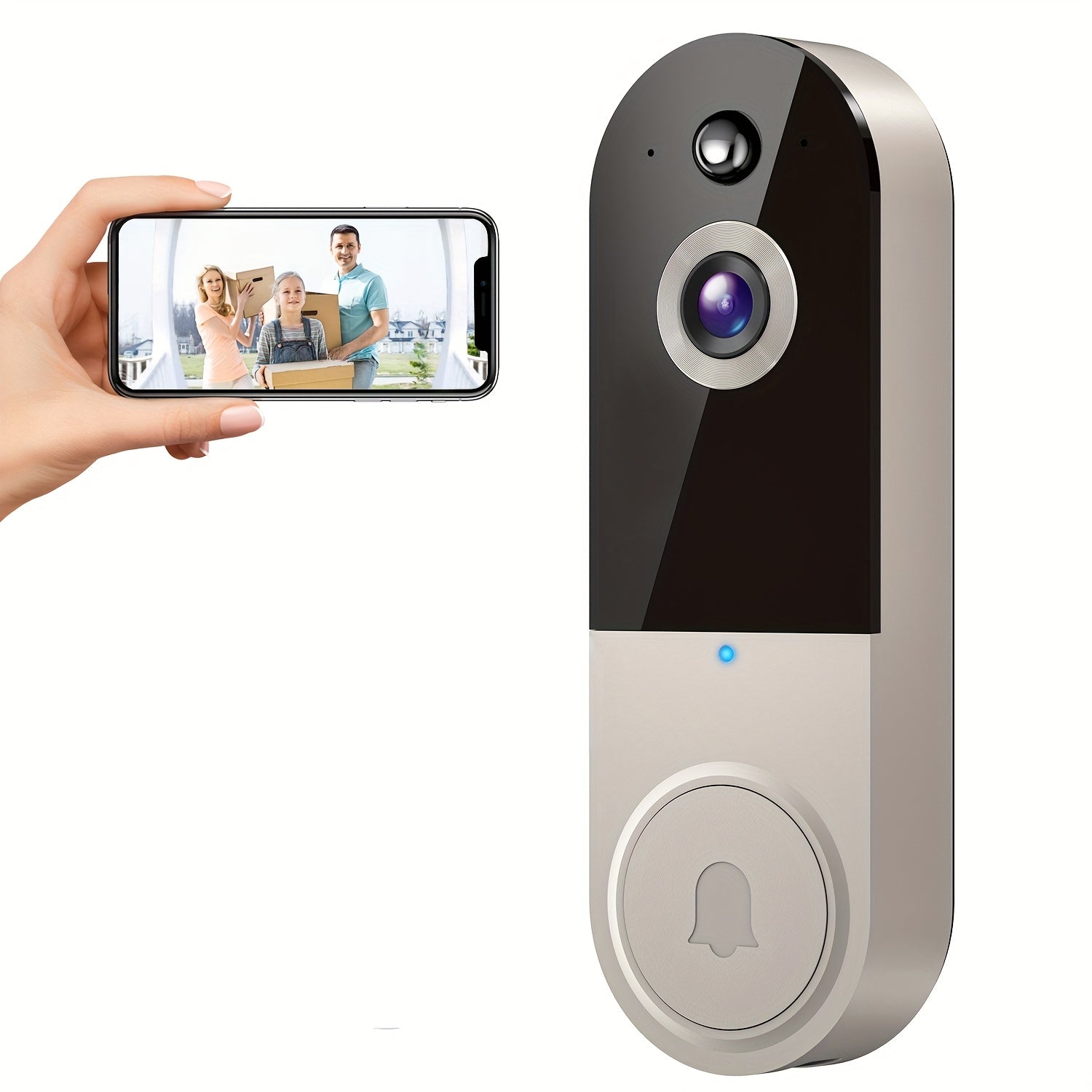 1080P HD Video Doorbell Camera with AI Human Detection, Two-Way Audio, Infrared Night Vision, Cloud & Local Storage, Rechargeable Battery, Wall-Mounted Security Monitoring for Indoor Use, Indoor Security Camera | Sleek Video iBrightCS