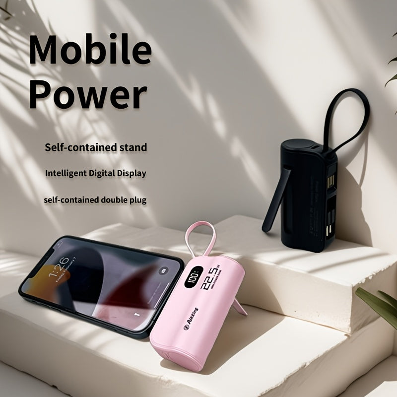 Aikeing Capsule Mini Mobile Charger, 5000/5800mAh Mobile Power, 22.5 Watt Fast Charging, Dual Port, Comes With Type-C Port For 15/15 Pro Max/14/13/12/11/Android Mobile Phone Digital Accessories And More.