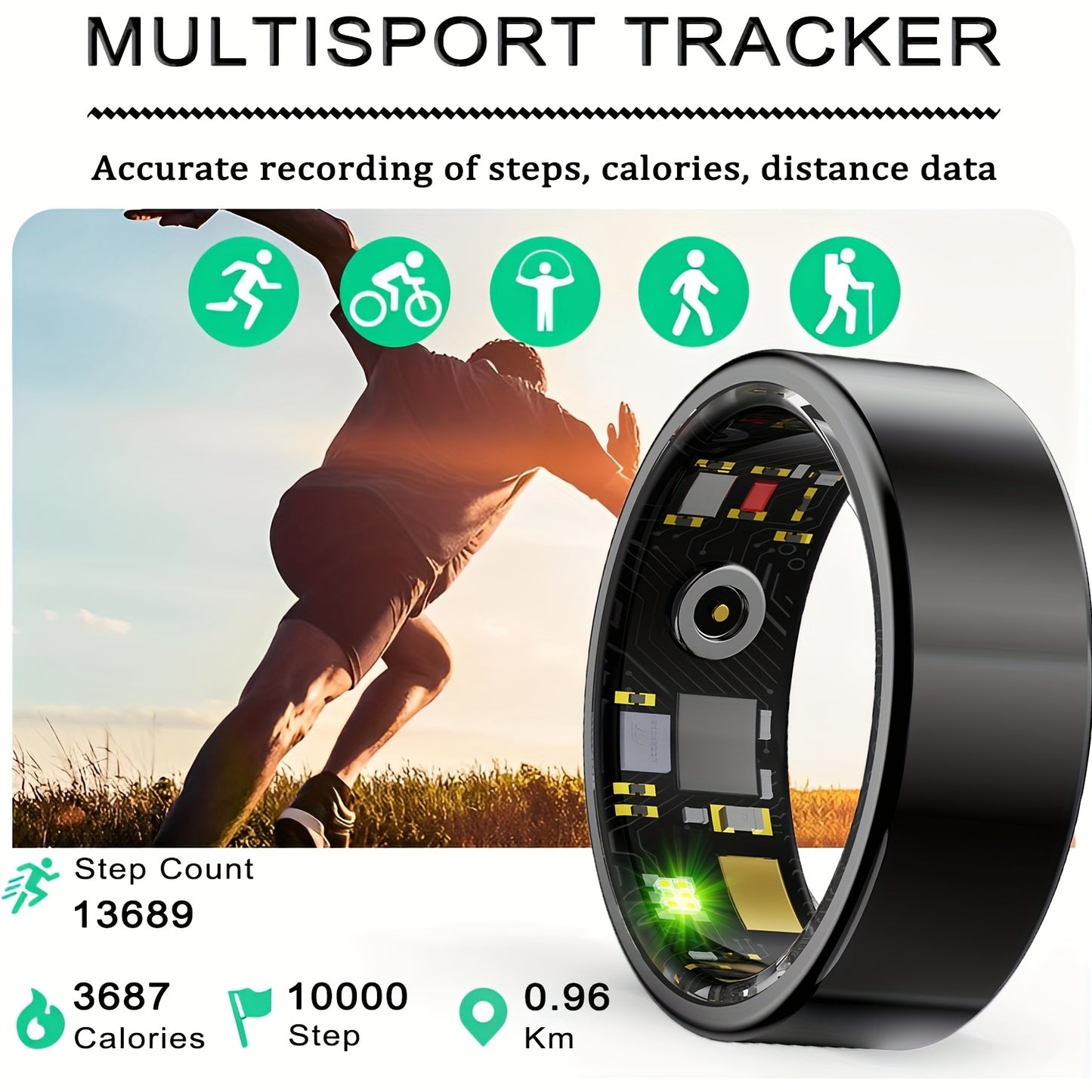 2025 New Smart Ring for Women Men, Smart Health Ring - IP68 Fitness Ring, Fitness Tracker with Sleep Tracker, Step Tracker, Distance Monitoring for iPhone and Android - Mother's Day Gift/Father's Day Gift
