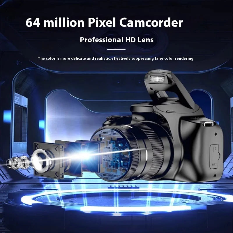 Mirrorless Single-Lens Reflex Digital Camera - High-Definition 64-Megapixel 4k Optical Zoom Student Entry-Level Travel Vlog - iBrightCS