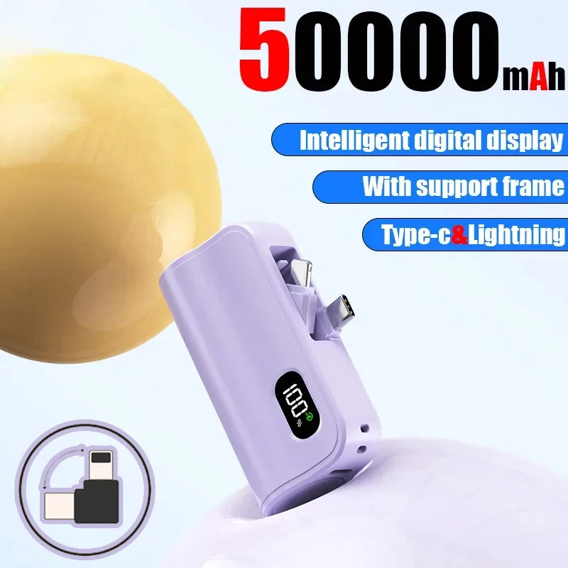 Mini Power Bank 50000mAh 2-in-1 Large Capacity Digital Display Portable Fast Charging External Battery for Iphone Samsung Xiaomi - iBrightCS