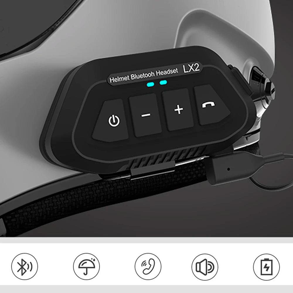 Bluetooth 5.0 Motorcycle Helmet Headset Wireless Noise Reduction Cycling Headset Waterproof Supports Hands Free Call Music