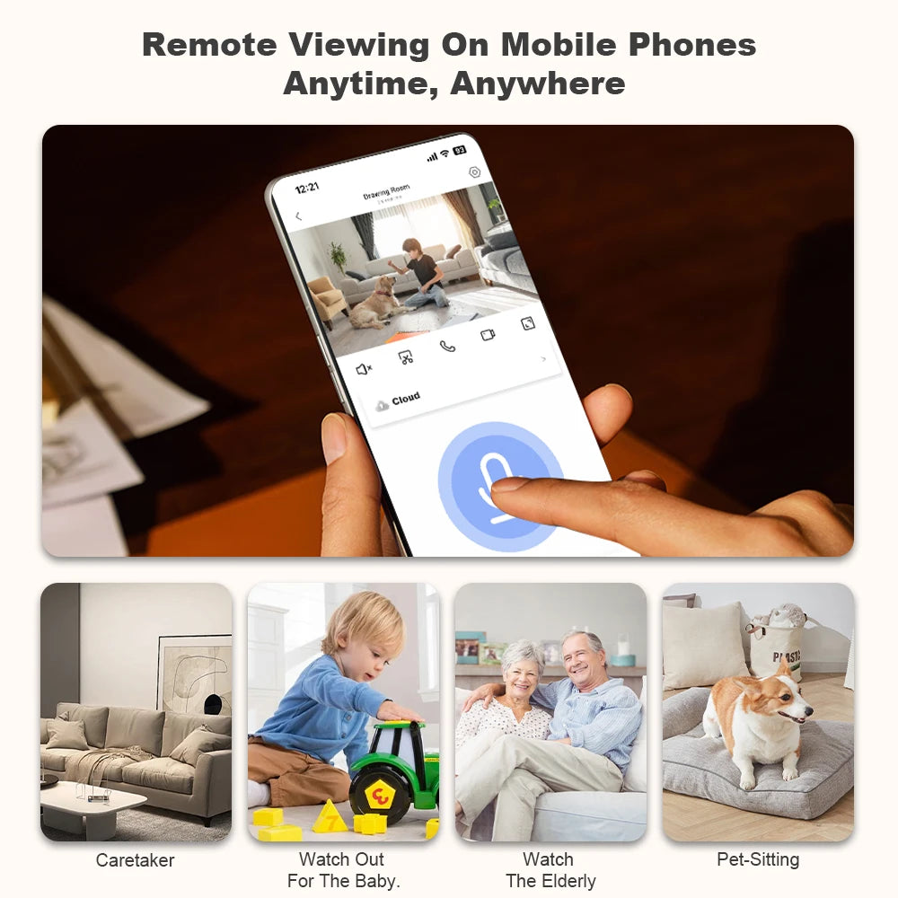 1080P HD Camera Night Vision WiFi Monitor Motion Detect With 2-way Audio Multiple People Share Viewing Security Camera Home 2025