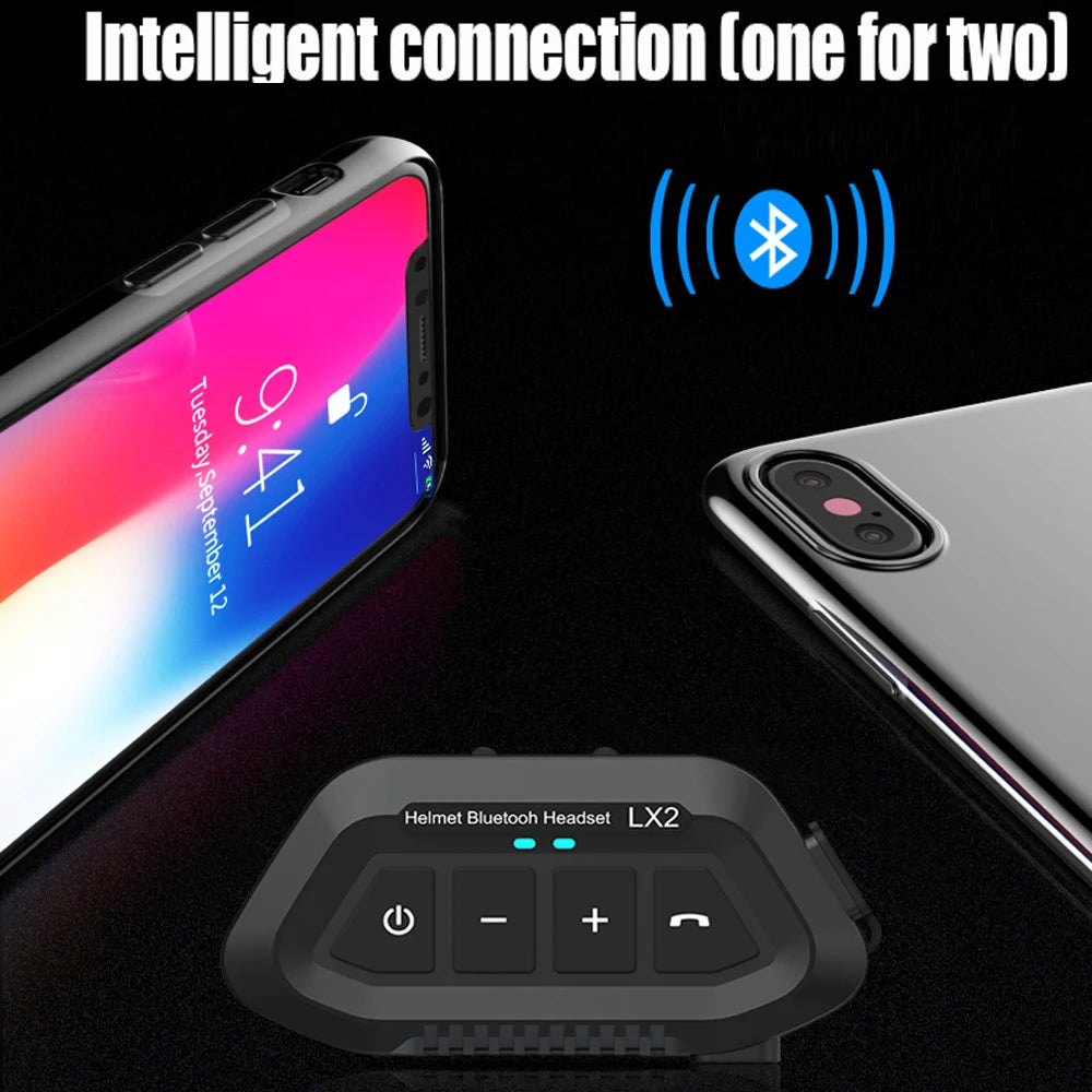 Bluetooth 5.0 Motorcycle Helmet Headset Wireless Noise Reduction Cycling Headset Waterproof Supports Hands Free Call Music