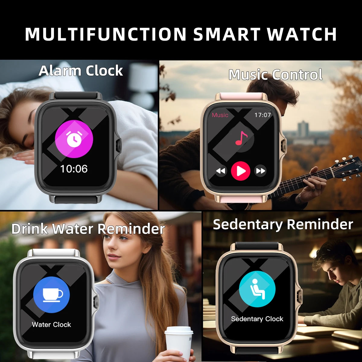 Waterproof Smart Watch with Message Answer, Call, Sleep Monitoring, Sports Pedometer, Information Alerts for iPhone and Android