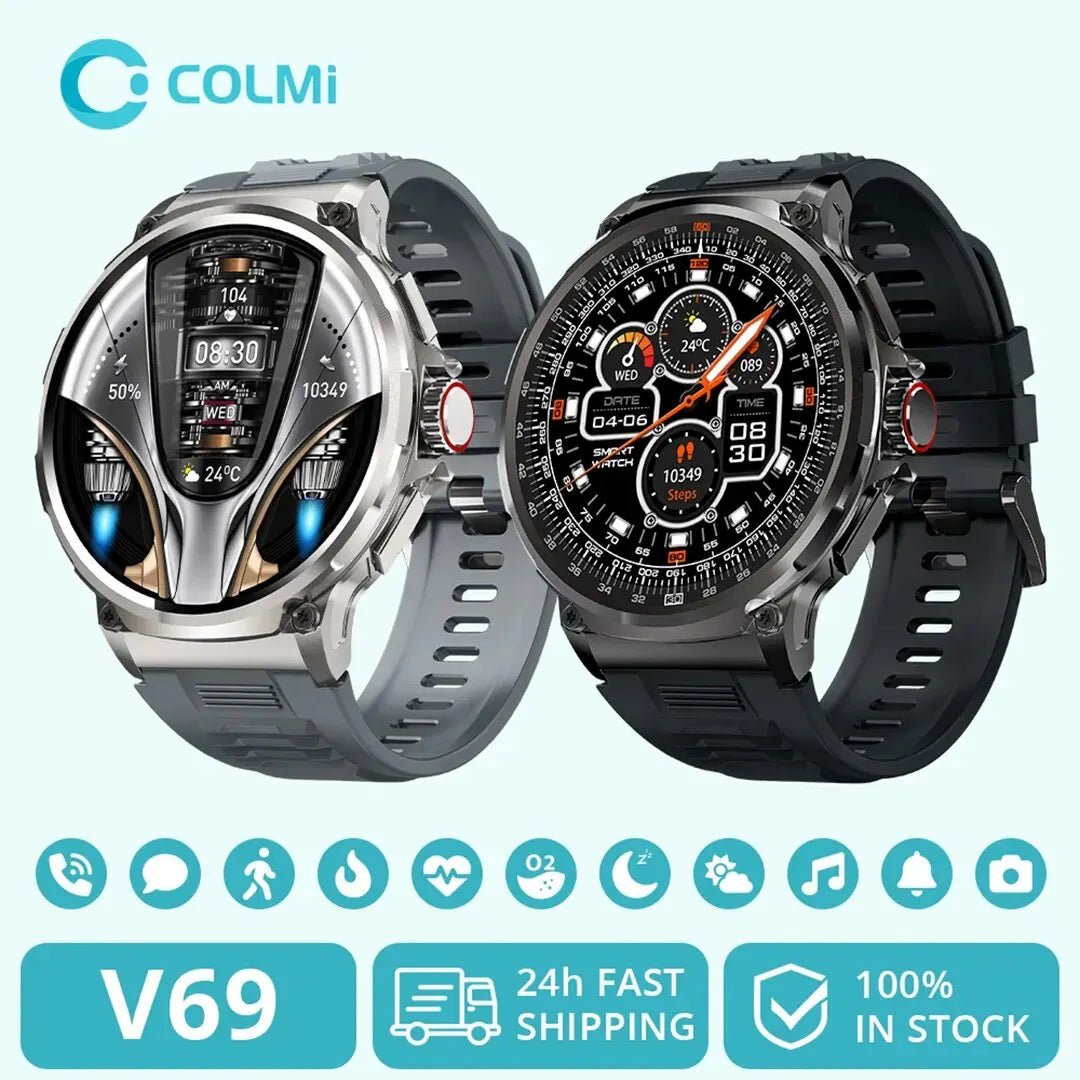 COLMI V69 1.85 Inch HD Bluetooth Call Smart Watch Men Sports Fitness Tracker Heart Monitor 710mAh Smartwatch For XIAOMI Android - iBrightCS