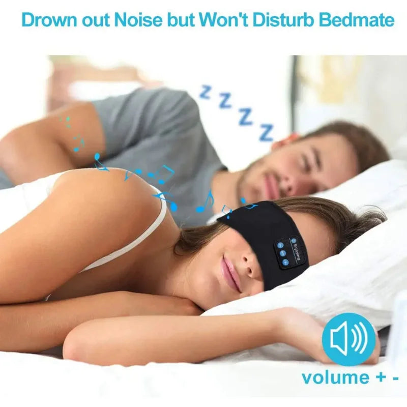 Sleep Mask Bluetooth Sleeping Headphones Headband Thin Soft Elastic Comfortable Wireless Music Headset Eye Mask For Side Sleeper - iBrightCS