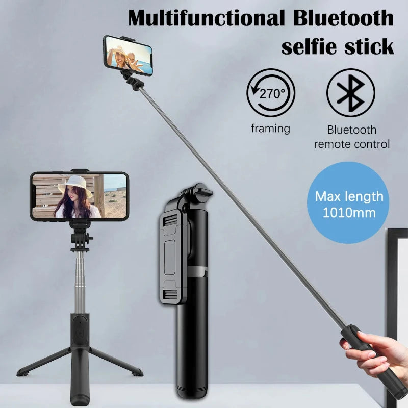 Mini Wireless Selfie Stick Mini Tripod Extendable Monopod Remote Shutter for IOS Android Phone Live Vlog Video Travel New Design - iBrightCS