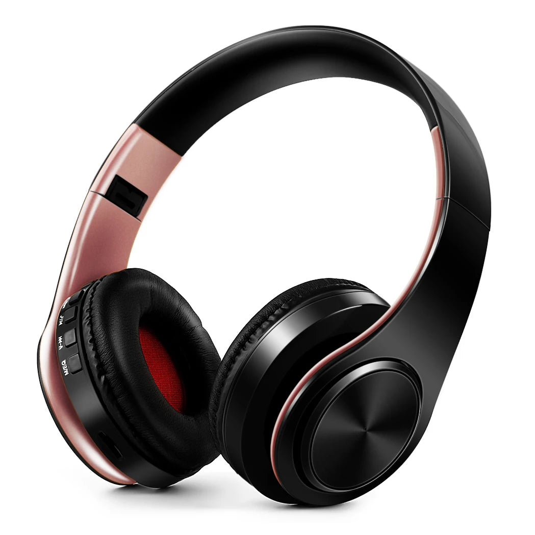 Gold Wireless Headphones Bluetooth Earphone Stereo Headset with Built-in MIC with 3.5mm Jack for Xiaomi Samsung IPHONE