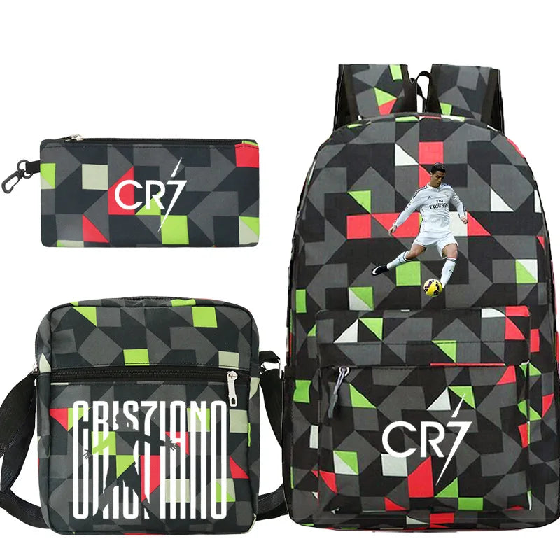 New 3pcs CR7 Backpacks Simple Style Lightweight Boys Girls School Bags Capacity Teens Laptop Backpack Women Men Travel Mochilas - iBrightCS