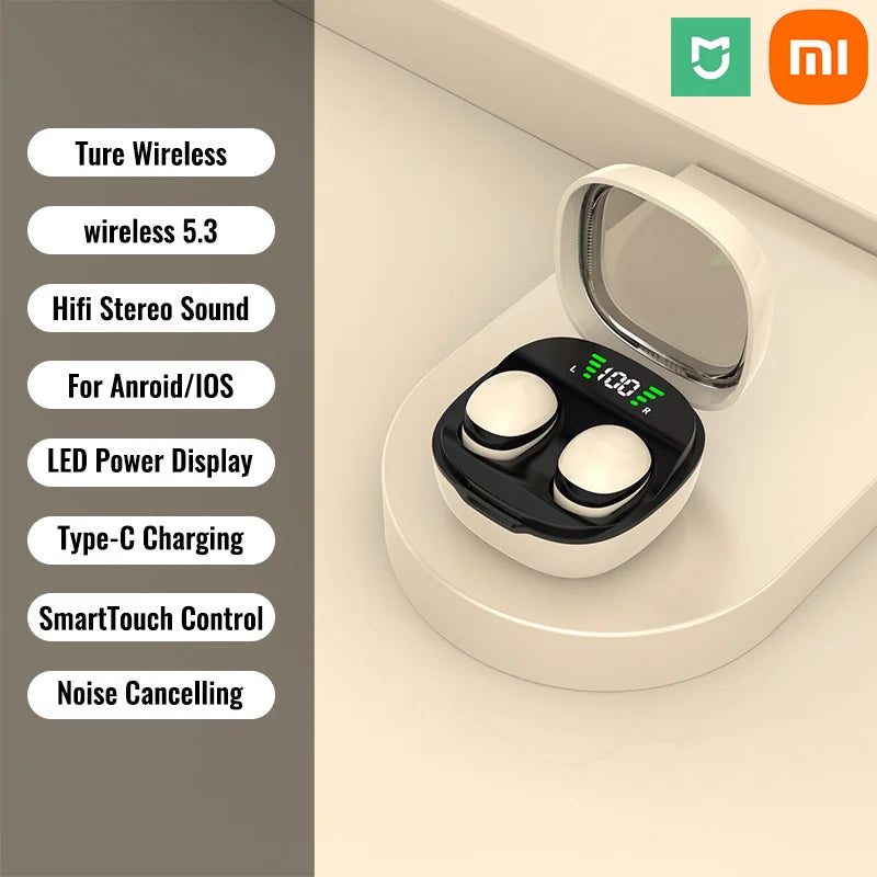 Xiaomi Mini Wireless Bluetooth 5.3 Headset Small Earbuds Sleep Invisible Headphones HD HIFI Bass sound Quality Earphones