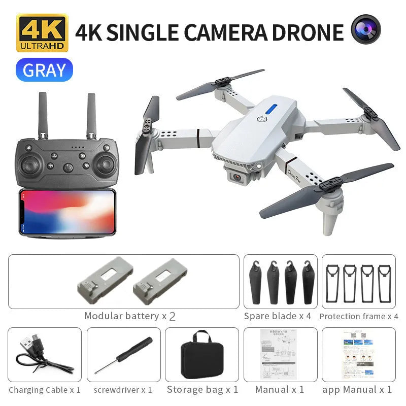Professional mini remote control drone E88 4K HD aerial camera WiFi FPV foldable quadcopter RC helicopter Children's toy Gift