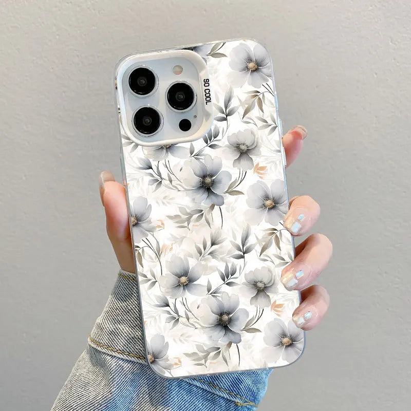 Cute Blue & White Porcelain Floral - iPhone 11 12 Pro Max 16 15 14 13 Pro Max iBrightCS