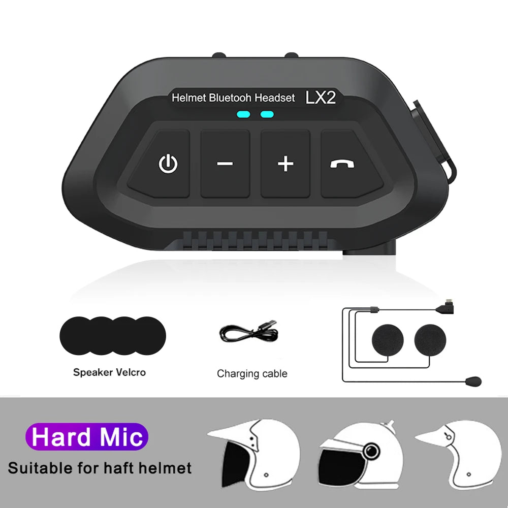 Bluetooth 5.0 Motorcycle Helmet Headset Wireless Noise Reduction Cycling Headset Waterproof Supports Hands Free Call Music