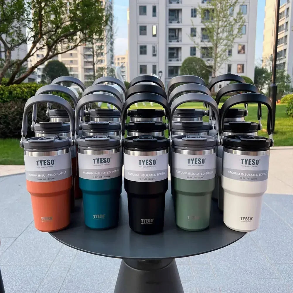 600ml Tyeso Tumbler Coffee Cup Stainless Steel Vacuum Thermal Insulated Mug Cold Storage Ice Large Capacity