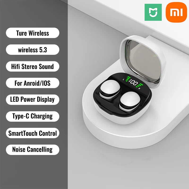 Xiaomi Mini Wireless Bluetooth 5.3 Headset Small Earbuds Sleep Invisible Headphones HD HIFI Bass sound Quality Earphones