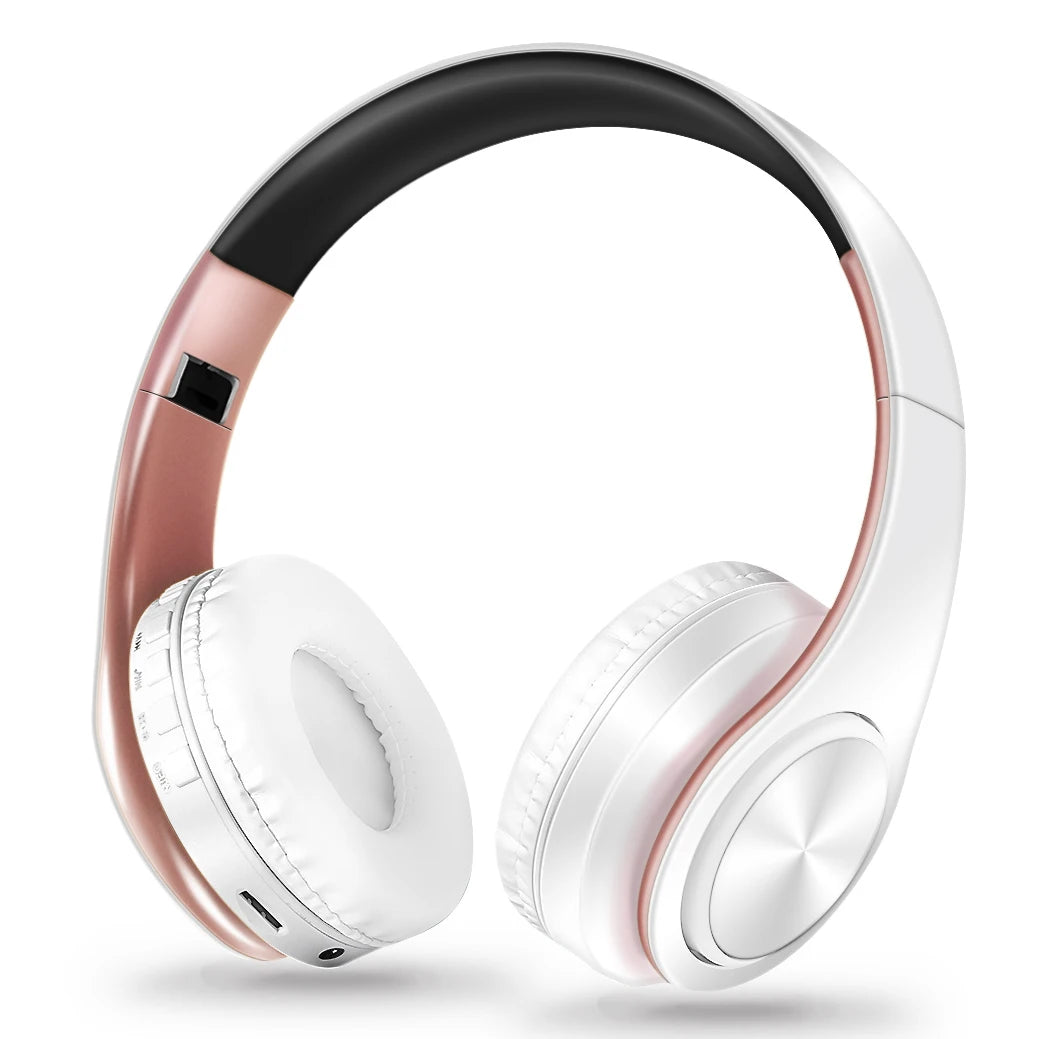 Gold Wireless Headphones Bluetooth Earphone Stereo Headset with Built-in MIC with 3.5mm Jack for Xiaomi Samsung IPHONE