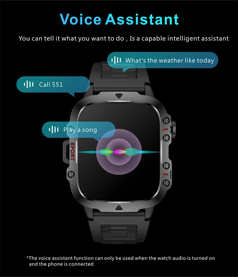 2025 New For Men Military Smart Watch Men IP68 5ATM Outdoor Sports Fitness Tracker Health Monitor 1.96" BT Call Smartwatch