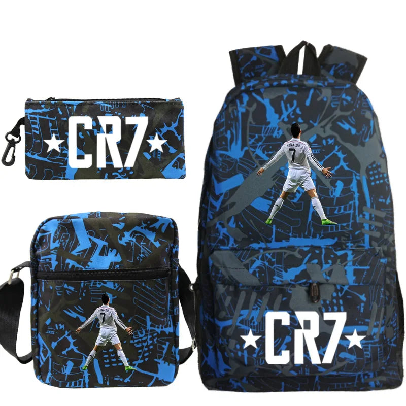 New 3pcs CR7 Backpacks Simple Style Lightweight Boys Girls School Bags Capacity Teens Laptop Backpack Women Men Travel Mochilas - iBrightCS