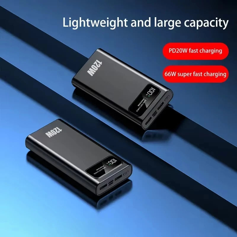 200000mAh Power Bank 120W Super Fast Charging Battery High Capacity Digital Display Power Bank For Iphone Samsung Xiaomi Huawei