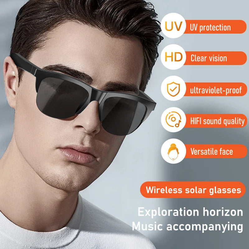 Bluetooth Sunglasses Men Camera Glasse Connected Glasses With ai Wireless 5.3 Stereo Music Bluetooth Headset Cycling glasses F06 - iBrightCS