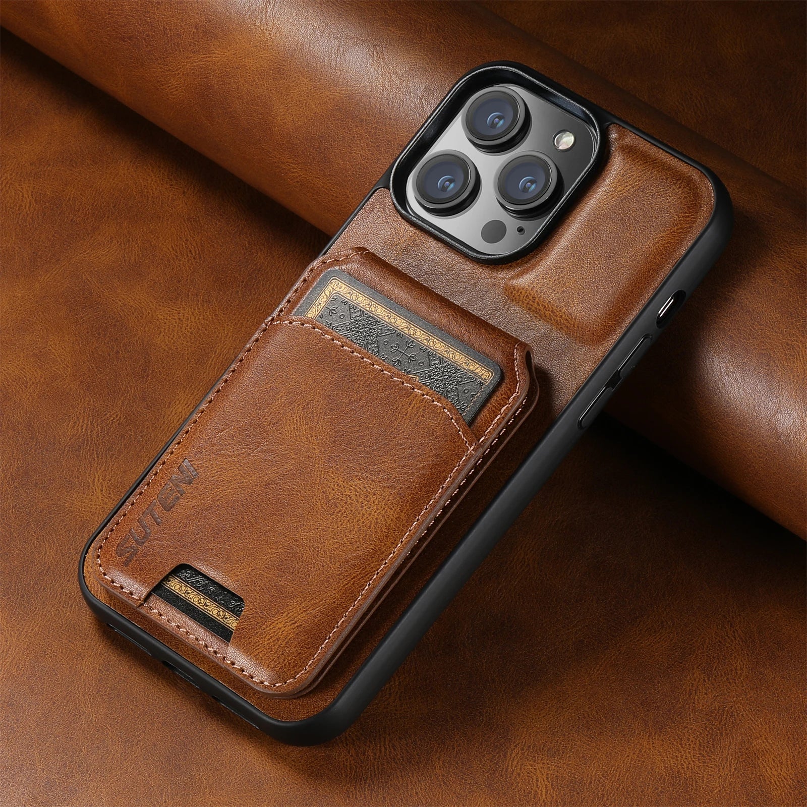 Luxury Leather Magnetic Case & Wallet - iPhone X XS XR 11 12 13 14 15 Plus 16 Pro Max - iBrightCS
