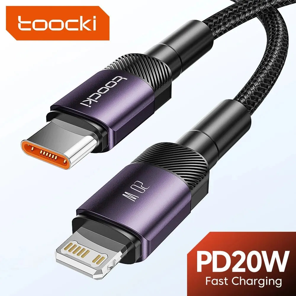 Toocki PD 20W USB C To Lightnin Cable For iPhone 15 14 13 12 11 Pro XS 8 Type C To Lightning Cable Data Wire Fast Charging Cable - iBrightCS