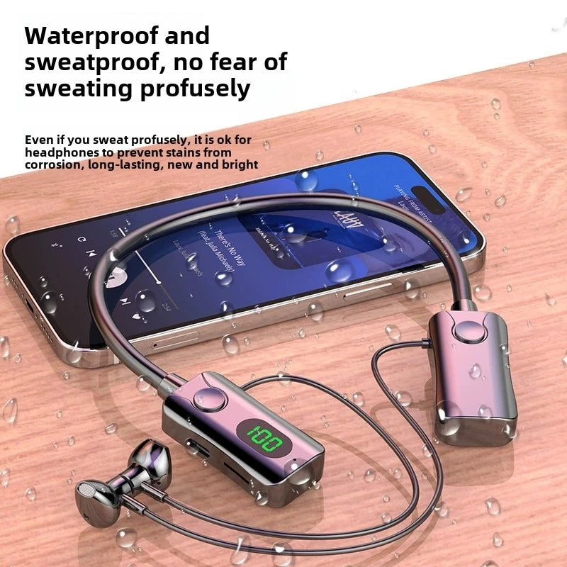 Bluetooth 5.4 Headphones Wireless Neckband Earphones HiFi Stereo Noise Reduction Headsets LED AI Assistant Waterproof Earbuds - iBrightCS