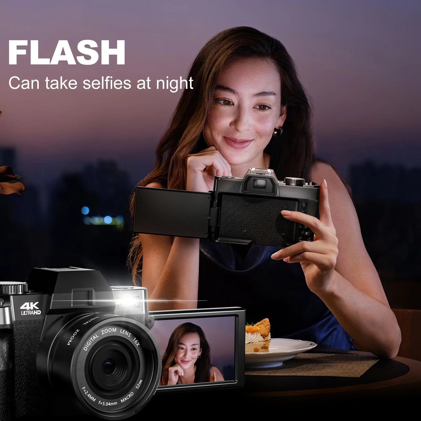 Compact Digital Photography Camera 4K WIFI Web Cam Vintage Vlog Video Recorder YouTube48MP Camcorder 16X Digital Zoom Camera