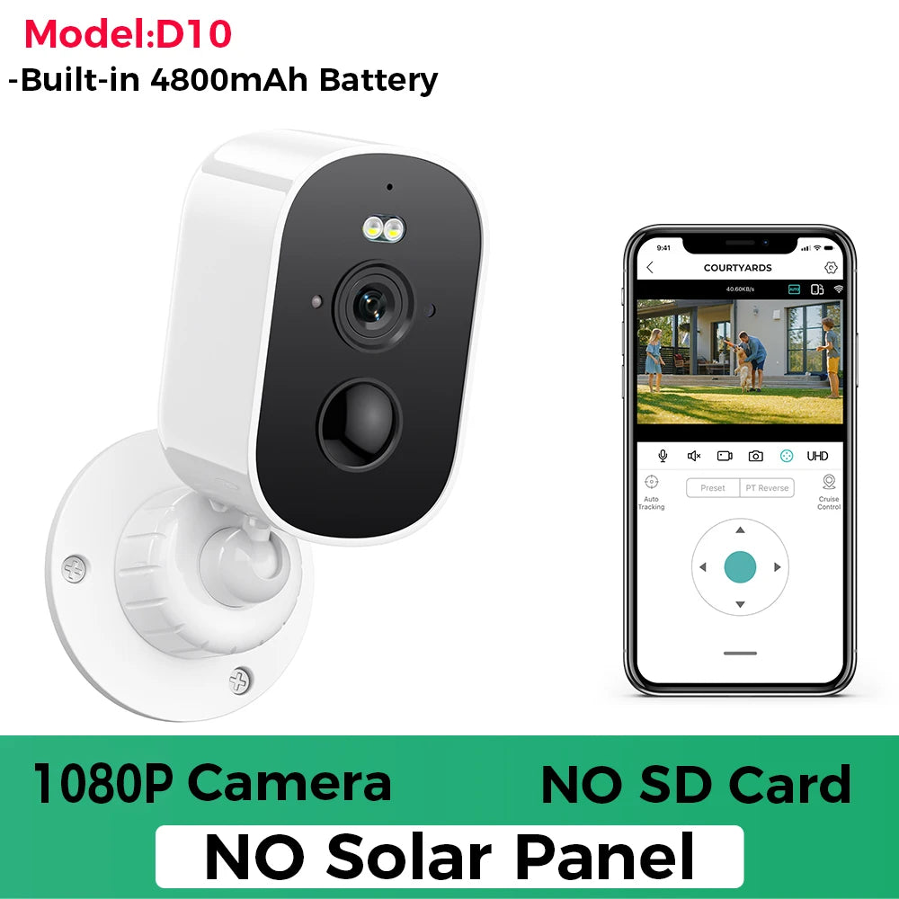 1080P WiFi Camera Solar Outdoor Wireless Battery Powered Bullet Security Camera PIR Motion Alarm Cloud Storage Two Way Audio - iBrightCS