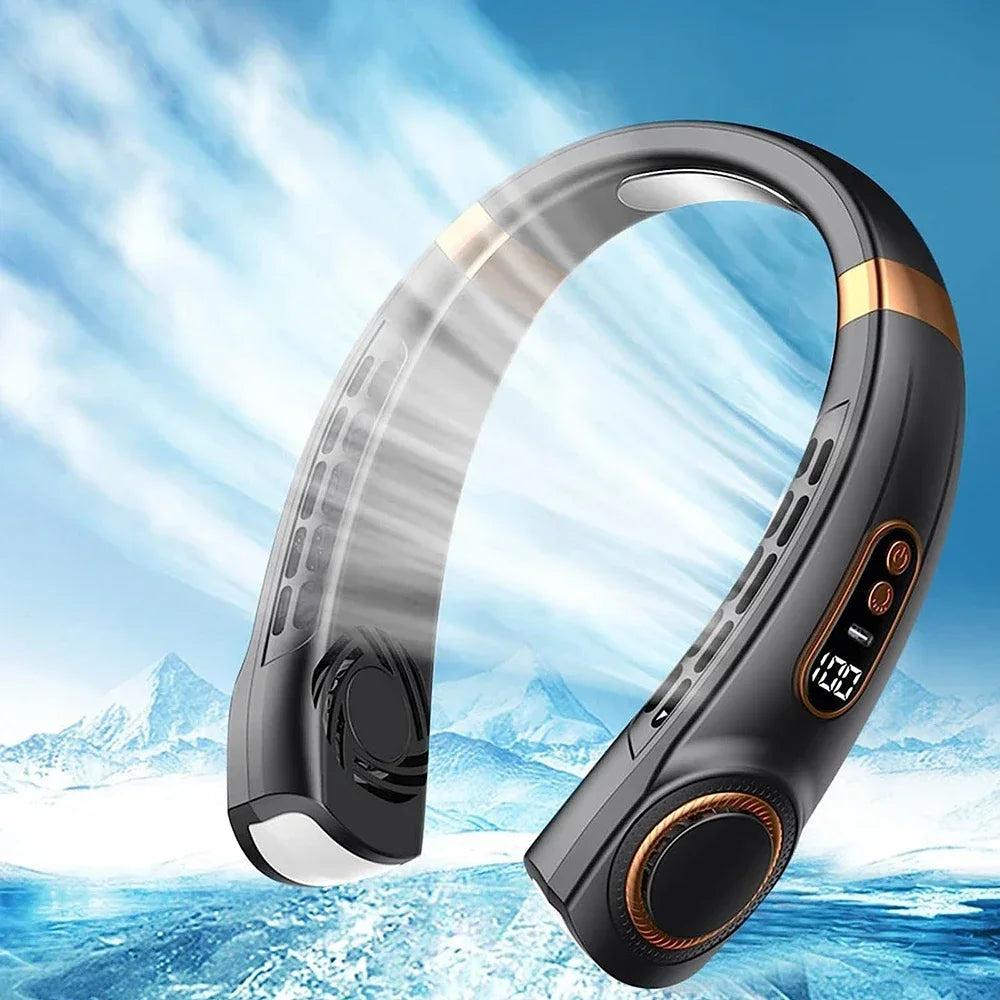 2025 Mini Hanging Neck Fan Portable Bladeless Neck Fan Air Cooler Digital Display Rechargeable Air Conditioner Neck Ventilator - iBrightCS