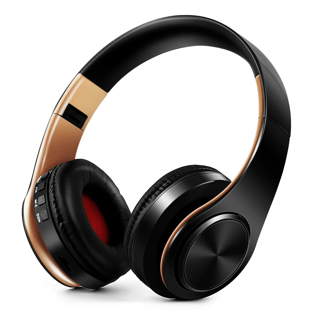 Gold Wireless Headphones Bluetooth Earphone Stereo Headset with Built-in MIC with 3.5mm Jack for Xiaomi Samsung IPHONE