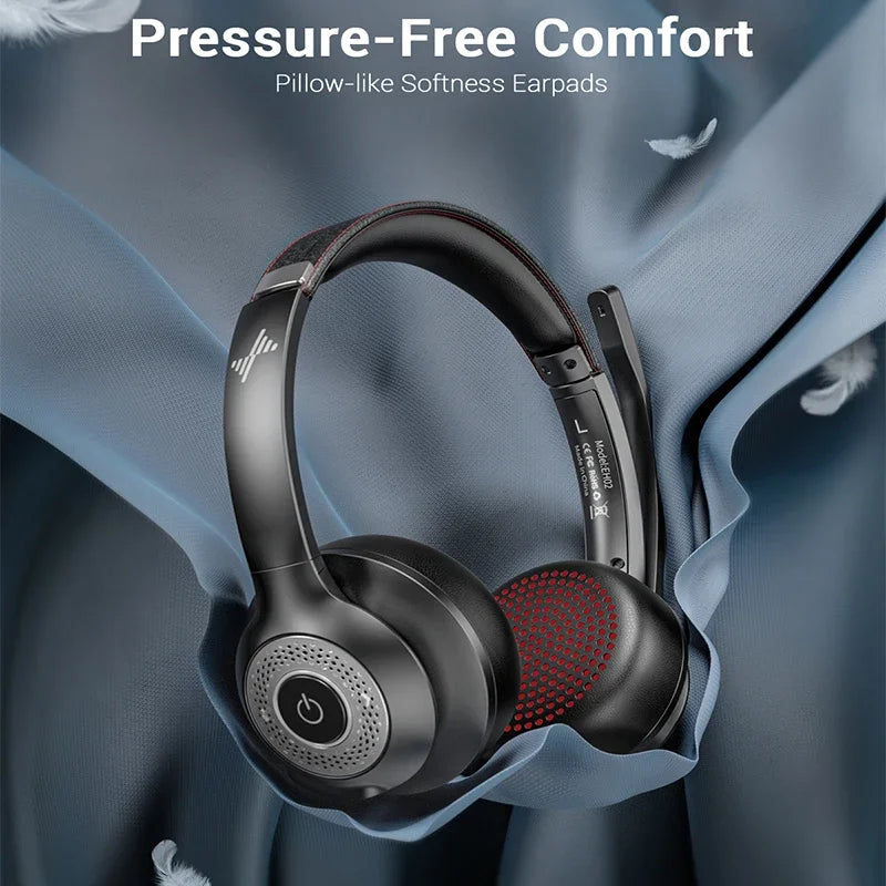 JIAMQISHI EH02U Wireless Bluetooth Headset ANC MIC for Work Computer Headphones USB Dongle Mute Mic for MacBook Headset Phone - iBrightCS