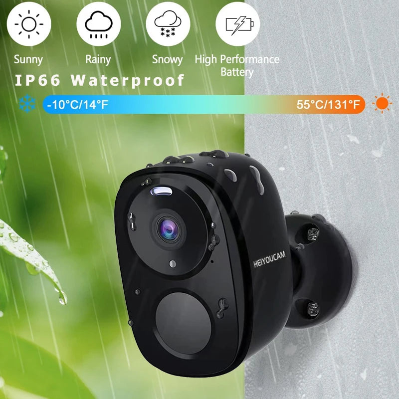 Security Cameras Wireless Outdoor, 2K Battery Powered WiFi Camera AI Motion Siren Spotlight, Color Night Vision, IP66 Waterproof - iBrightCS