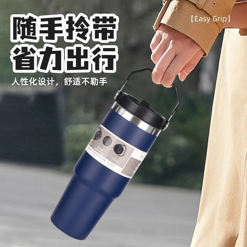 Stainless Steel Thermos Coffee Cup Portable Thermal Insulation Hot and Cold Travel Fitness Cup Leak-proof Thermos