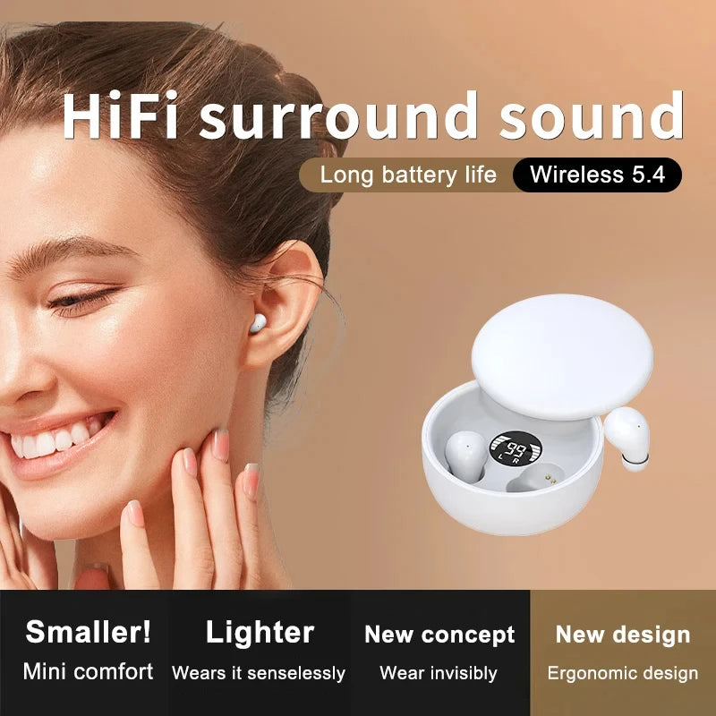 SK26 TWS Wireless Bluetooth 5.4 Headphones In-Ear Invisible Sleep Earbud With Mic Noise Cancelling Earphones HIFI Music Headset