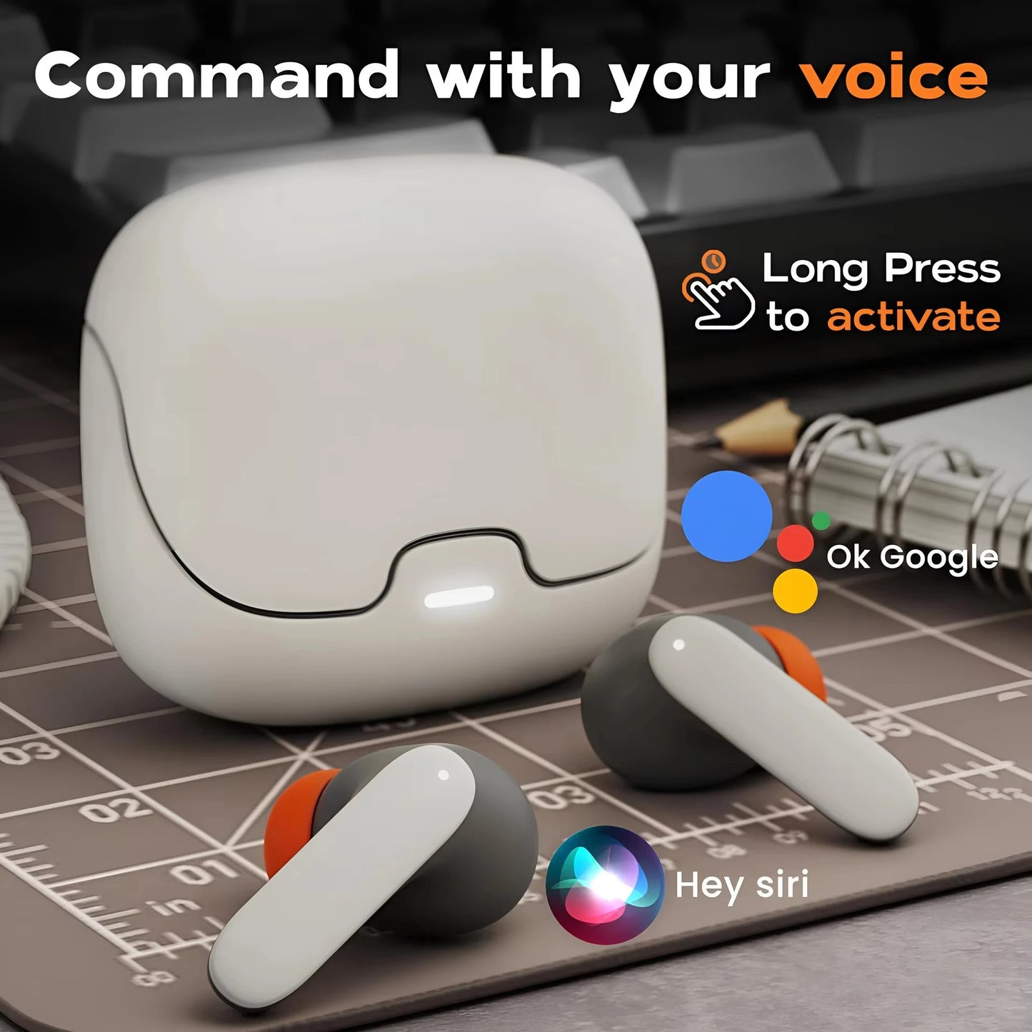 Wireless Bluetooth 5.3 Skin Type Surface Earphones Dual Mic ENC Noise Reduction In Ear Low Delay Earbuds True Wireless Stereo