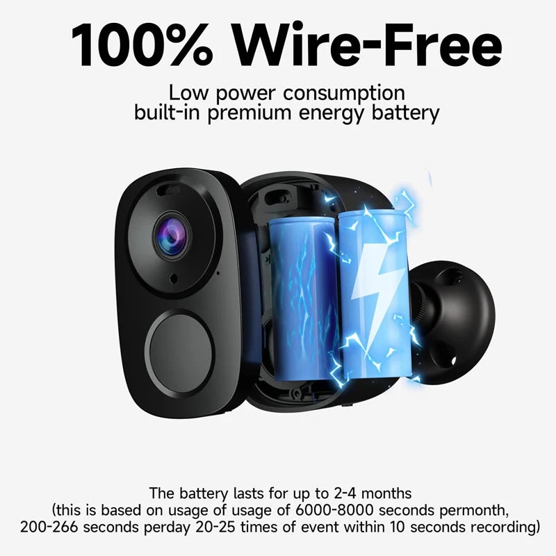 Security Cameras Wireless Outdoor, 2K Battery Powered WiFi Camera AI Motion Siren Spotlight, Color Night Vision, IP66 Waterproof - iBrightCS