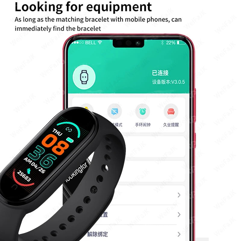 M6 Smart Watch Men Women Fitness Smart Bracelet Sports Band Heart Rate Blood Pressure Monitor Waterproof Multi-function Watches - iBrightCS