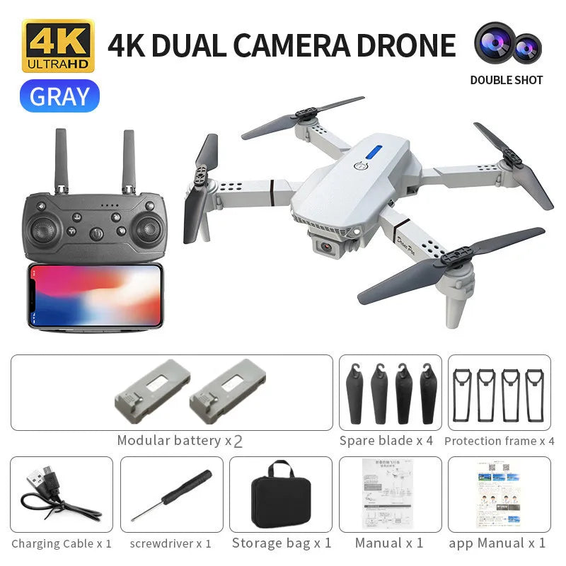 Professional mini remote control drone E88 4K HD aerial camera WiFi FPV foldable quadcopter RC helicopter Children's toy Gift