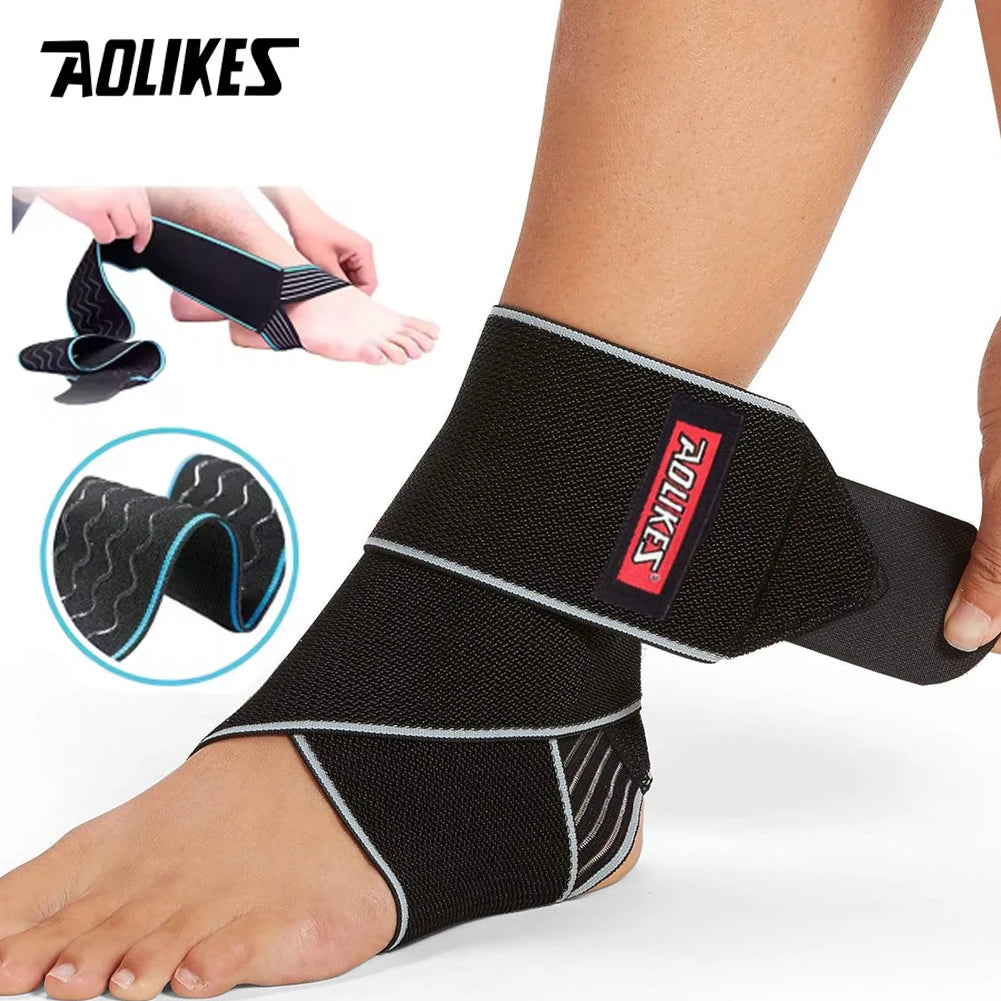 AOLIKES 1 PCS Elastic Silicone Ankle Support Brace Strap Basketball Football Ankle Brace Wraps, Adjustable Ankle Stabilizer - iBrightCS