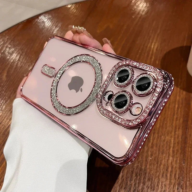 2024 New Fashion Glitter Diamond Transparent Case For iPhone